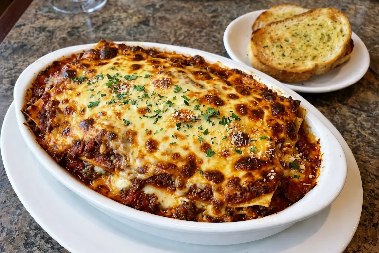 Meat sauce lasagna at VP Restaurant and Bar in Saskatoon, SK